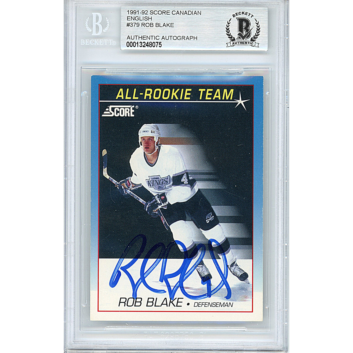 Rob Blake Signed Los Angeles Autographed Trading Card Beckett BGS
