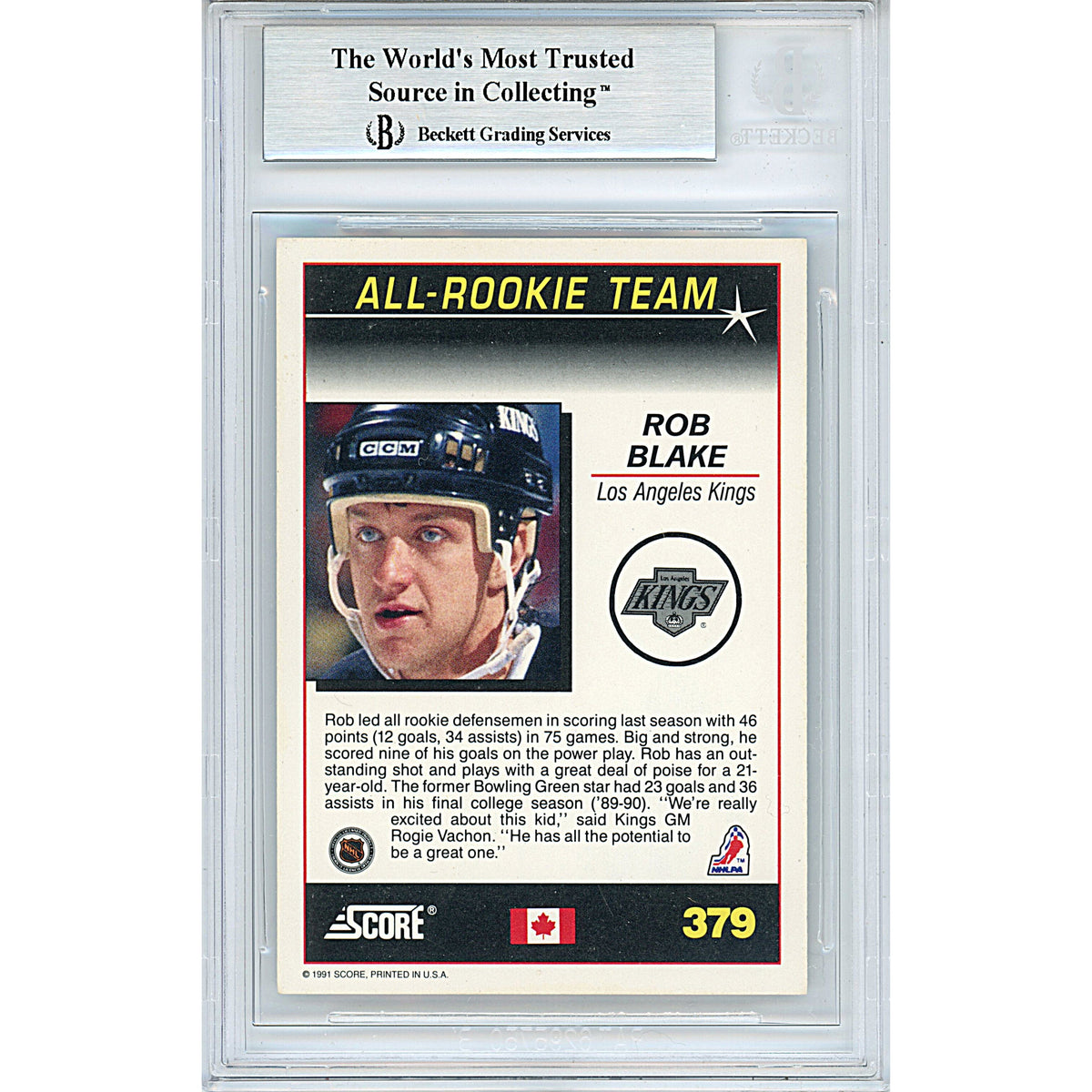 Rob Blake Signed Los Angeles Trading Card Beckett BGS