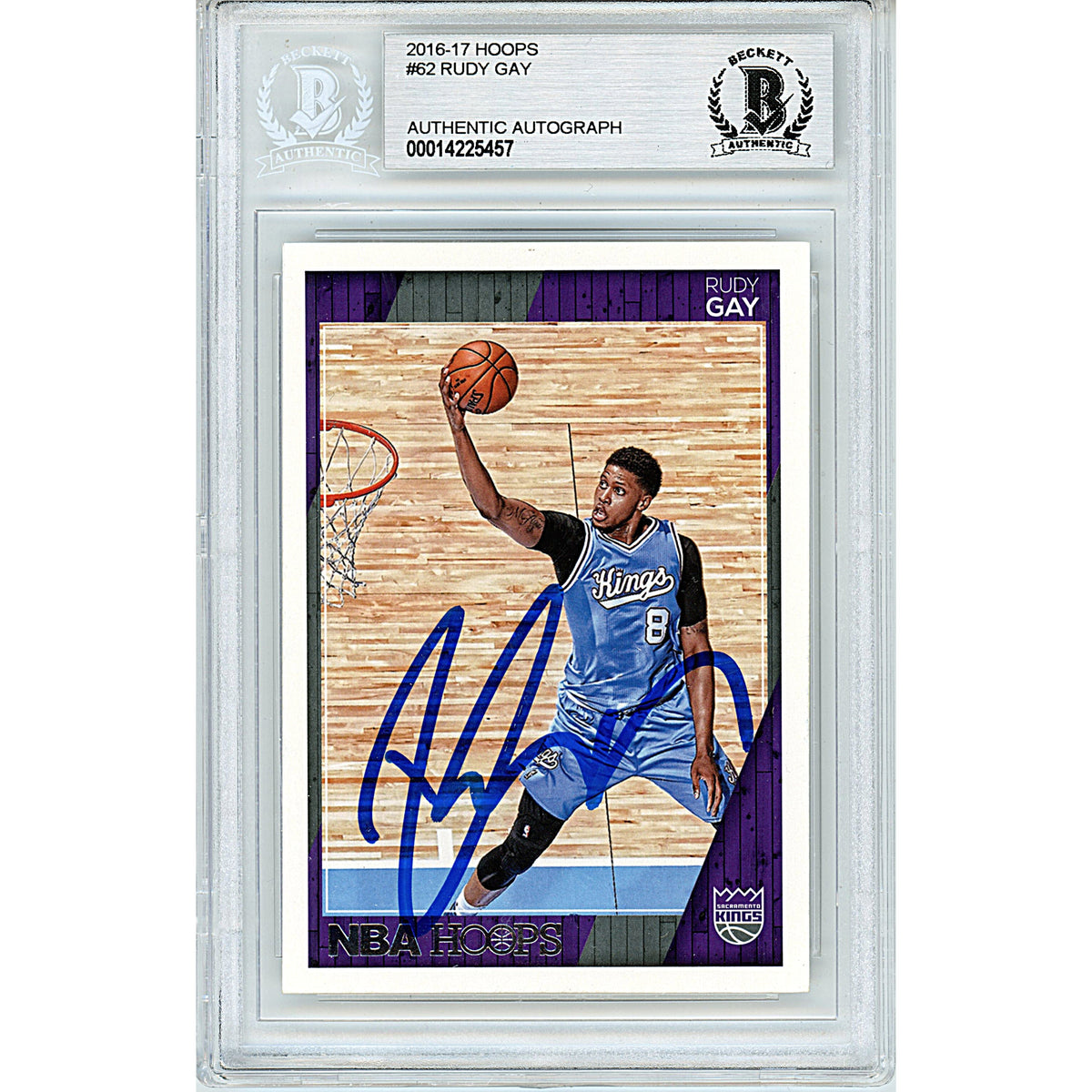 Rudy Gay Signed Sacramento Kings Autographed Trading Card Beckett BGS