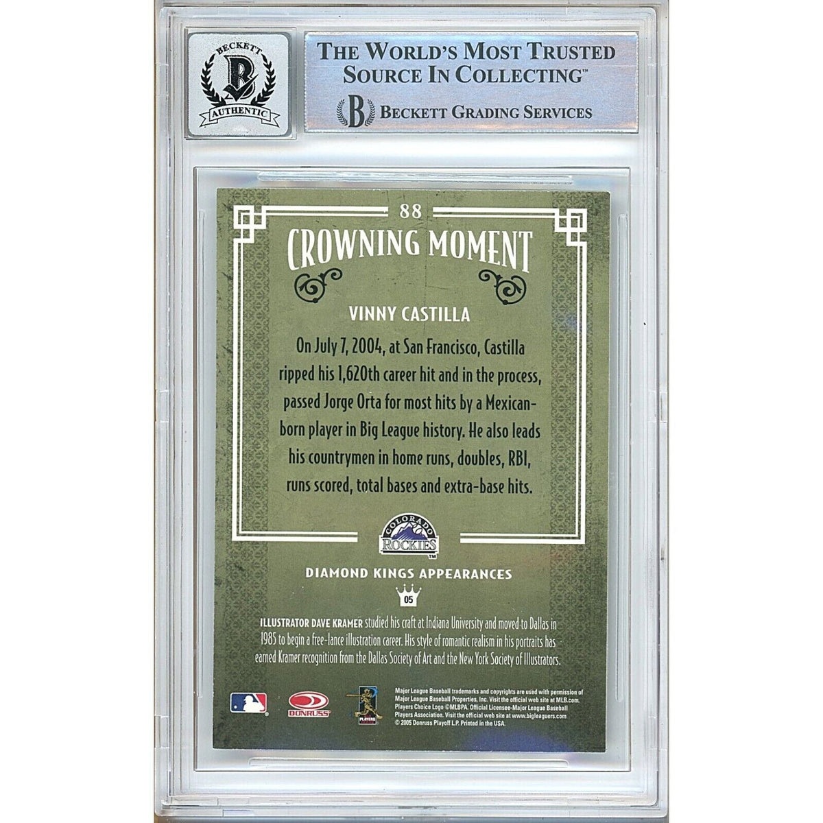 Vinny Castilla Colorado Rockies Signed Trading Card Beckett BGS