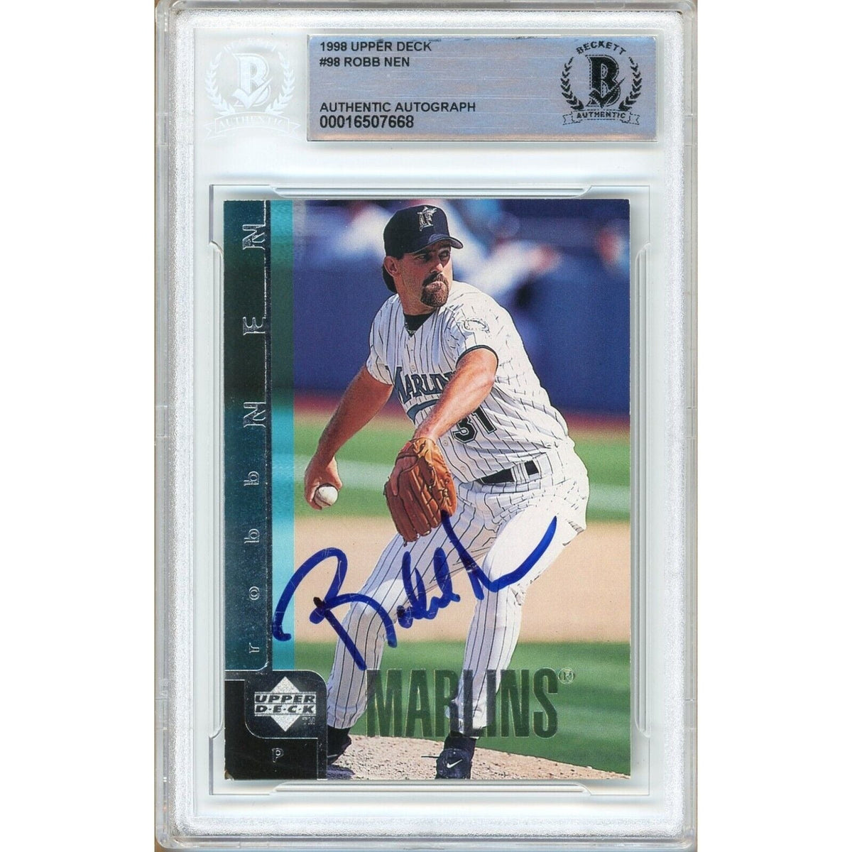 Robb Nen Florida Marlins Signed Autographed Trading Card Beckett BAS