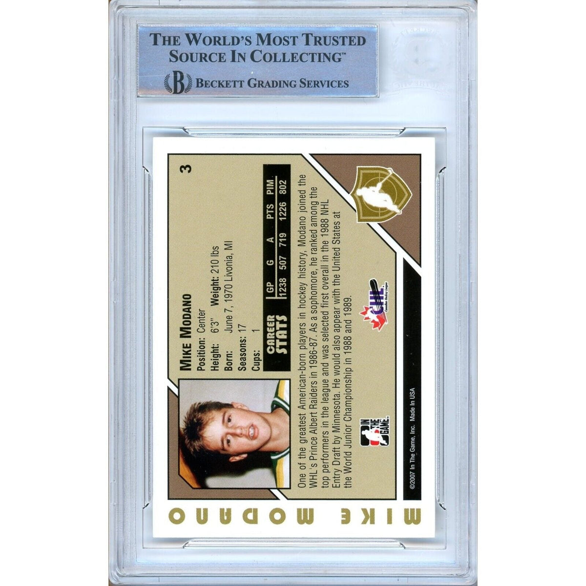 Mike Modano Dallas Stars Signed Auto Trading Card Beckett BAS