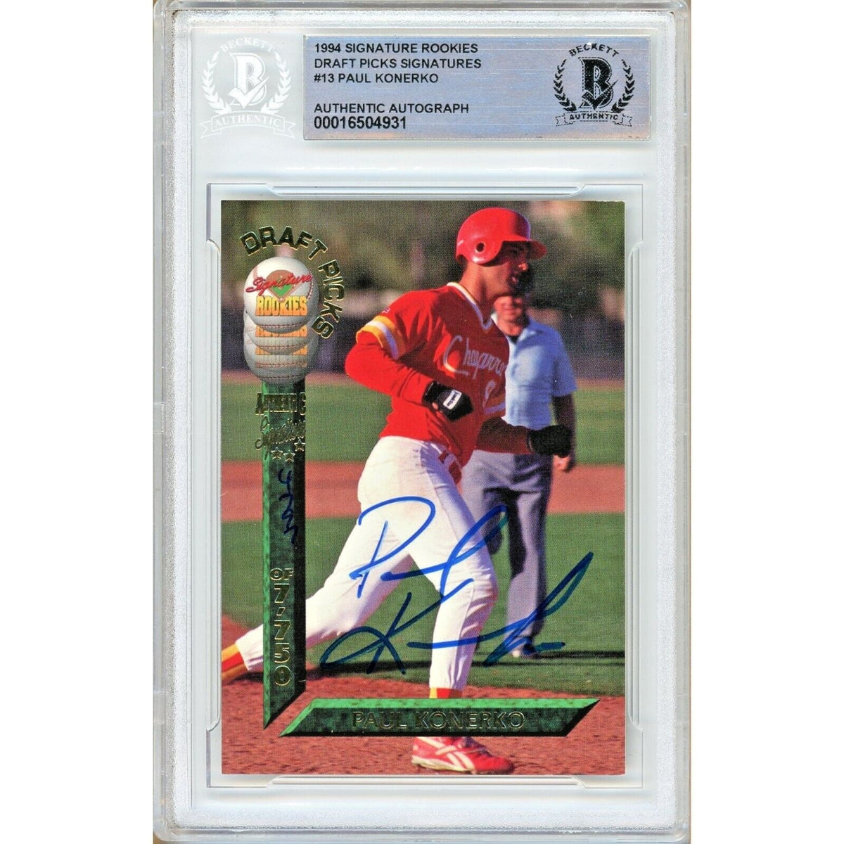 Paul Konerko Los Angeles Dodgers Autographed Trading Card Beckett BAS
