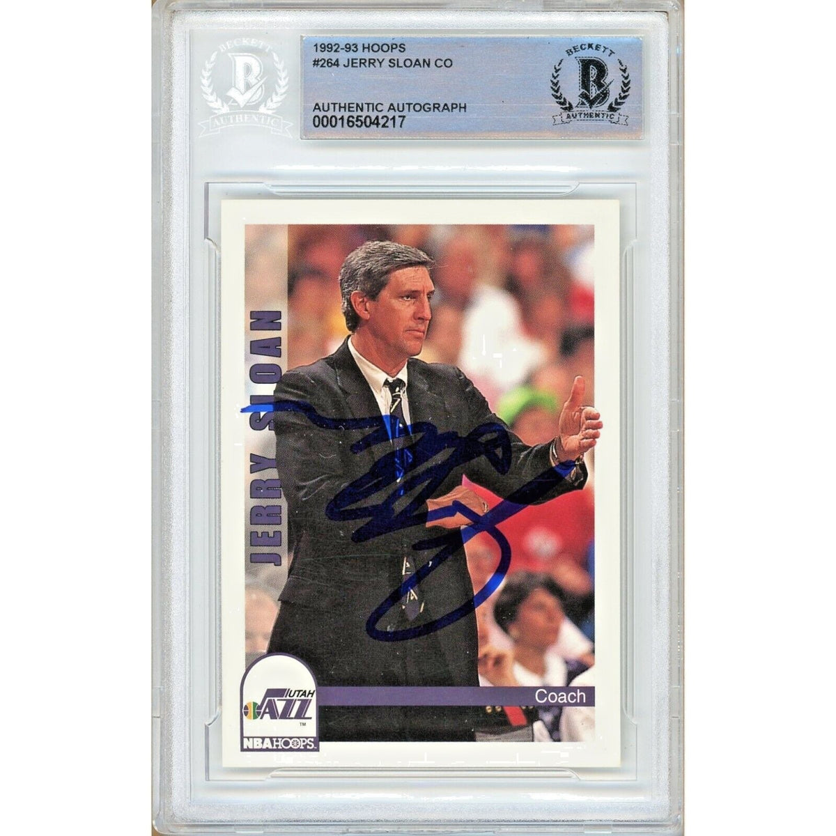 Jerry Sloan Utah Jazz Autographed Trading Card Beckett BAS
