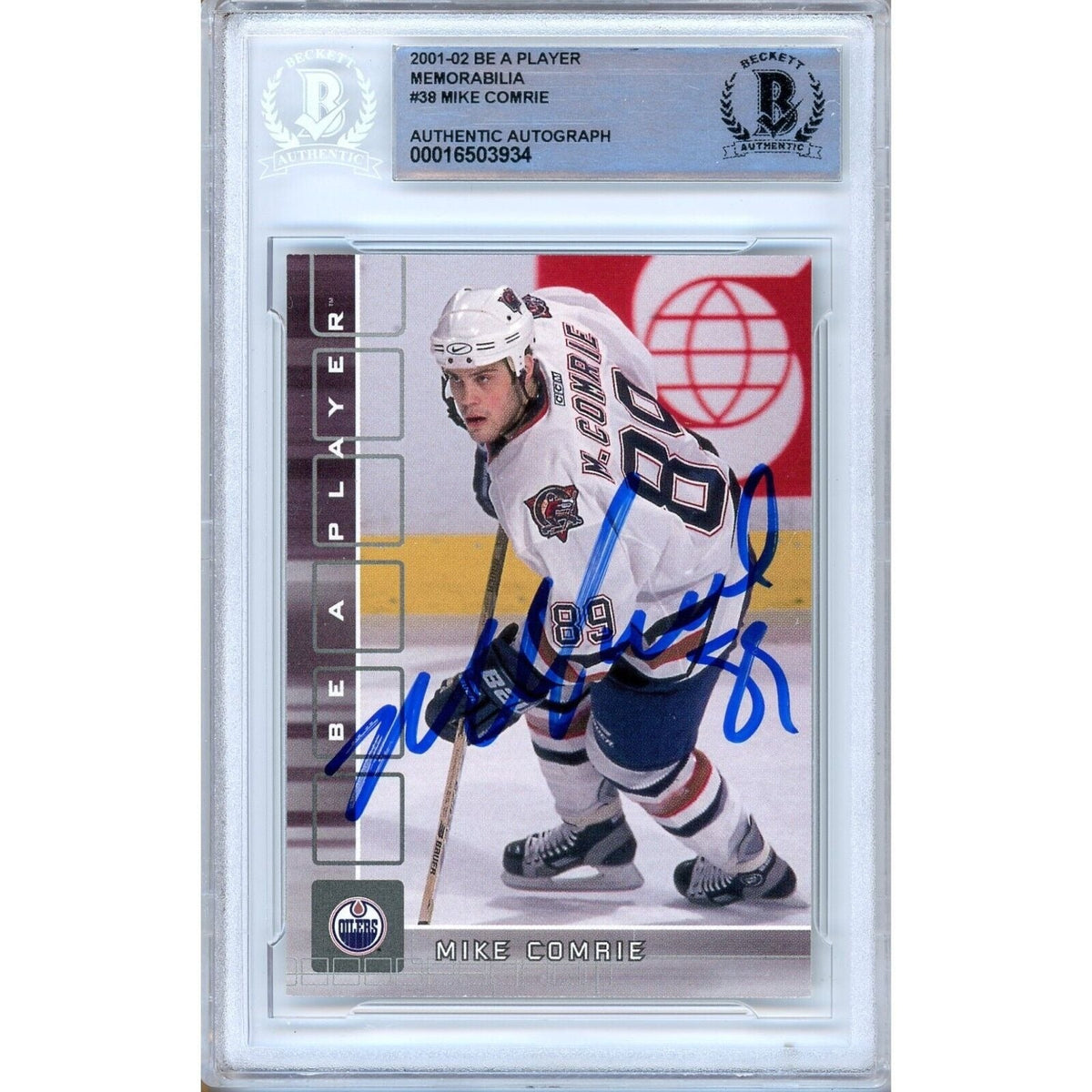 Mike Comrie Edmonton Oilers Signed Autographed Trading Card Beckett BAS
