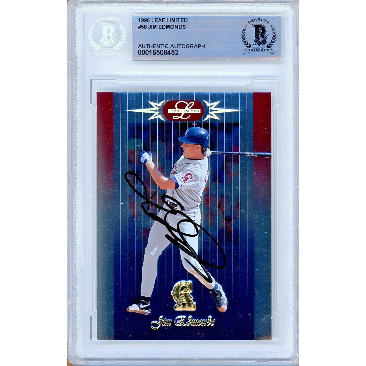 Jim Edmonds Autographed Trading Card Beckett BAS