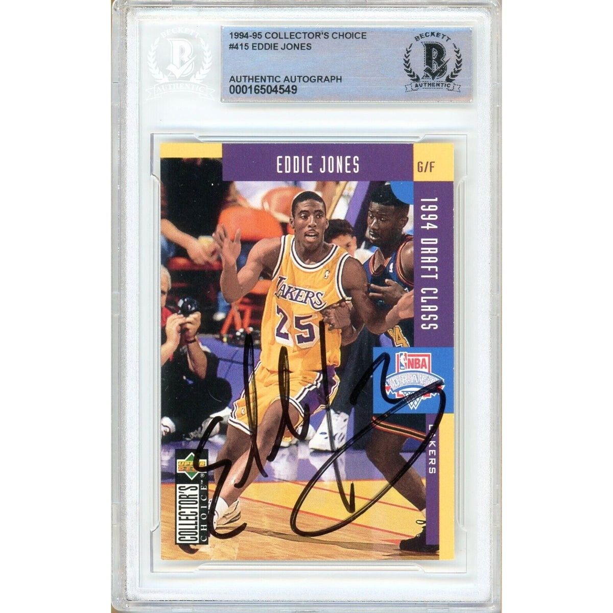 Eddie Jones Collectors Choice Autographed Trading Card Beckett BAS