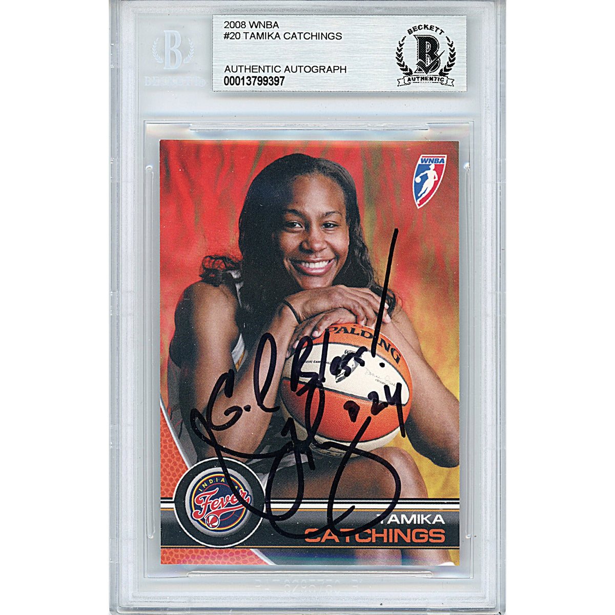 Tamika Catchings Signed Indiana Fever Autographed Trading Card Beckett BGS