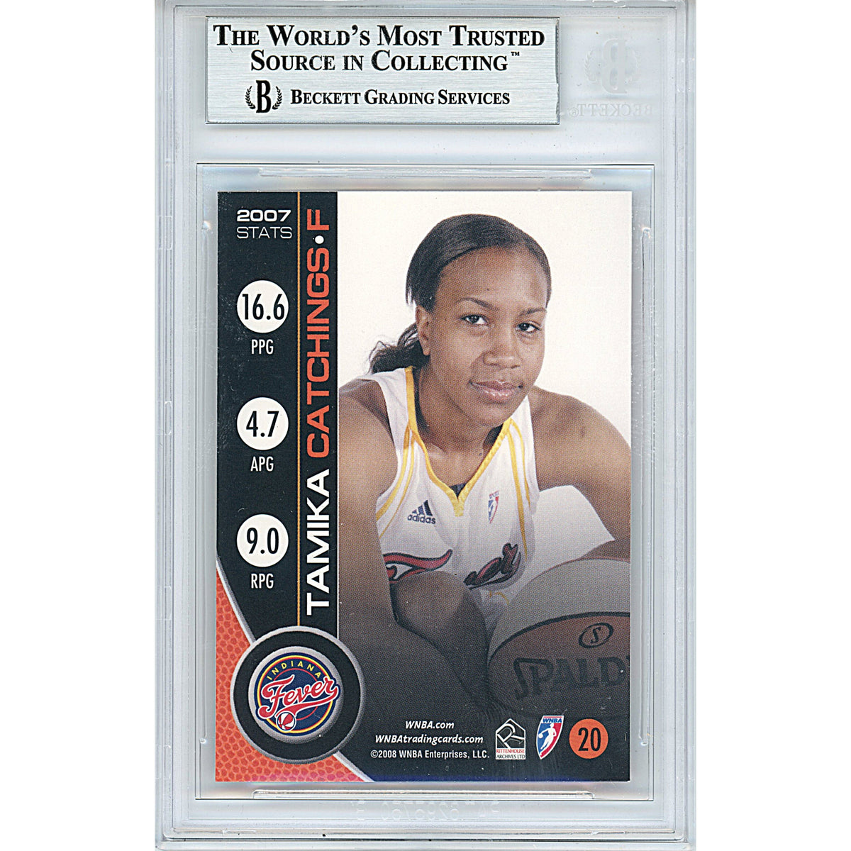 Tamika Catchings Signed Indiana Fever Trading Card Beckett BGS