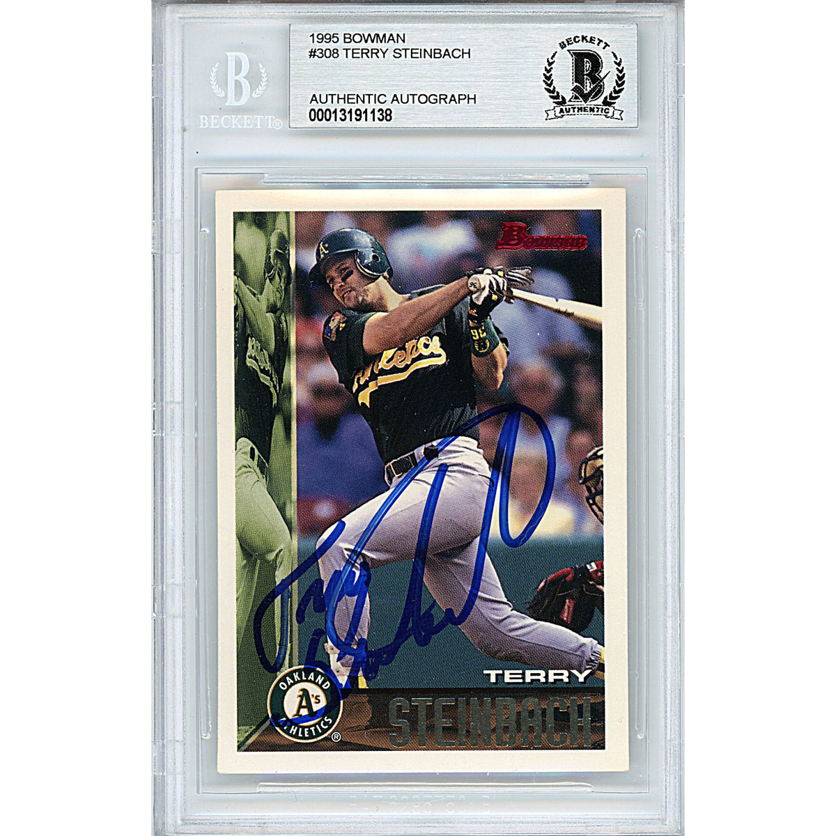 Terry Steinbach Signed Oakland Athletics Autographed Trading Card Beckett BGS