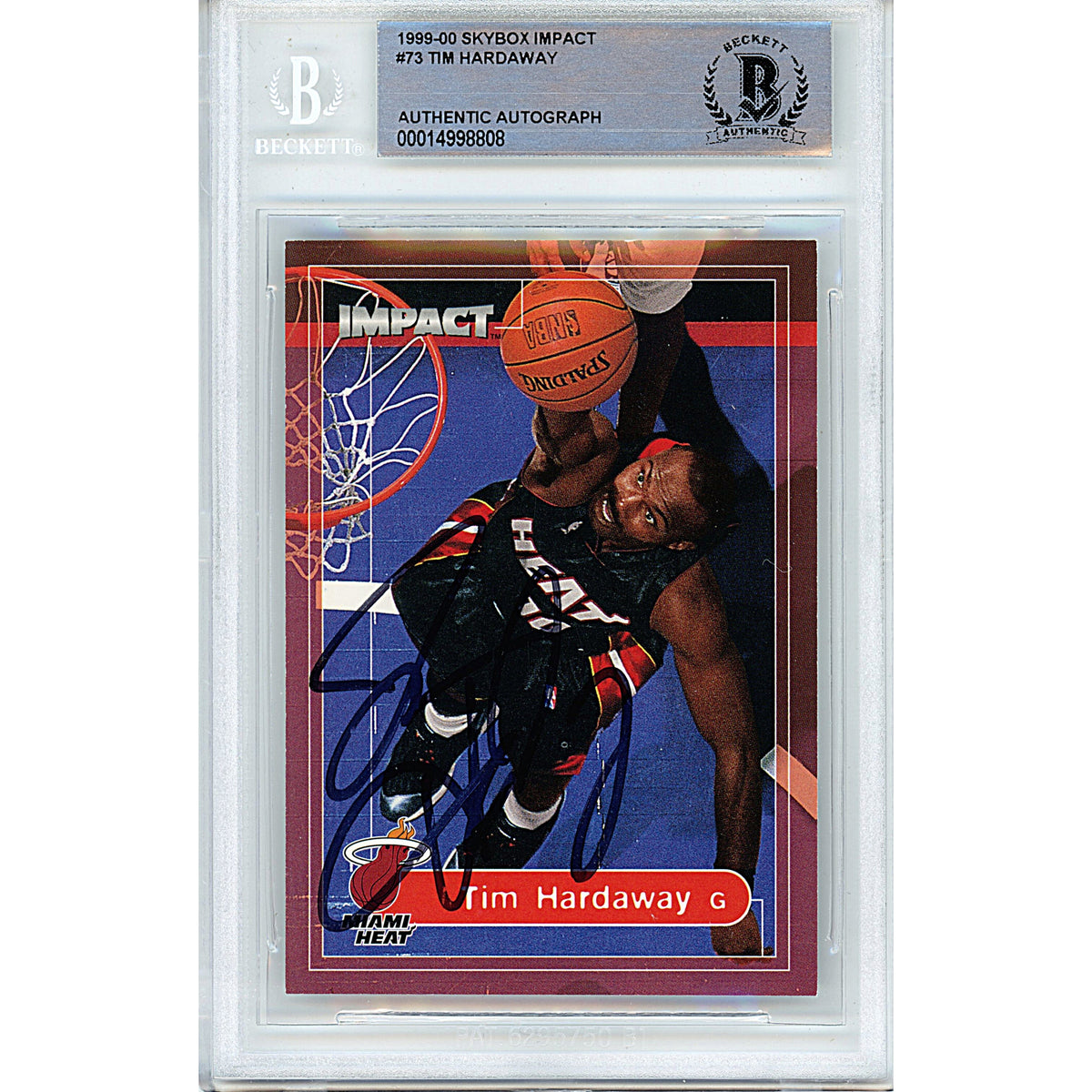 Tim Hardaway Signed Miami Heat Autographed Trading Card Beckett BGS