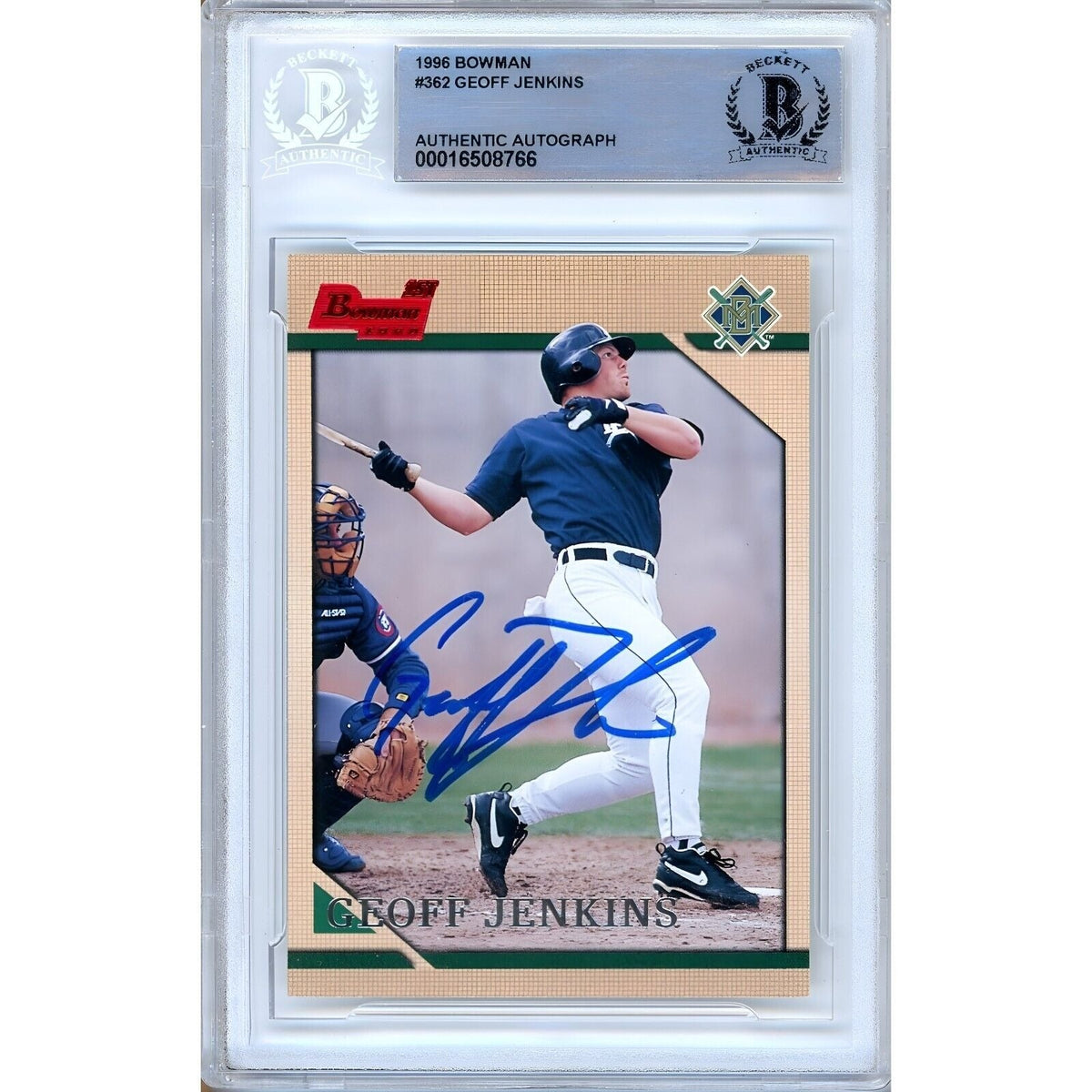 Geoff Jenkins Milwaukee Brewers Autographed Trading Card Beckett BAS