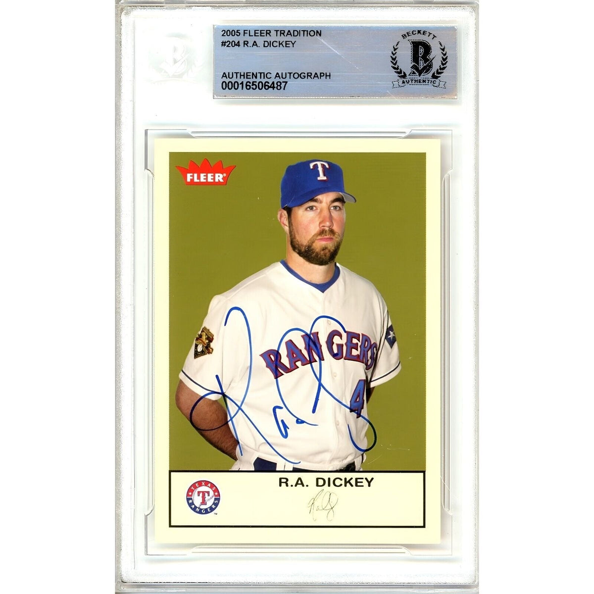 Dickey Texas Rangers Signed Autographed Trading Card Beckett BAS