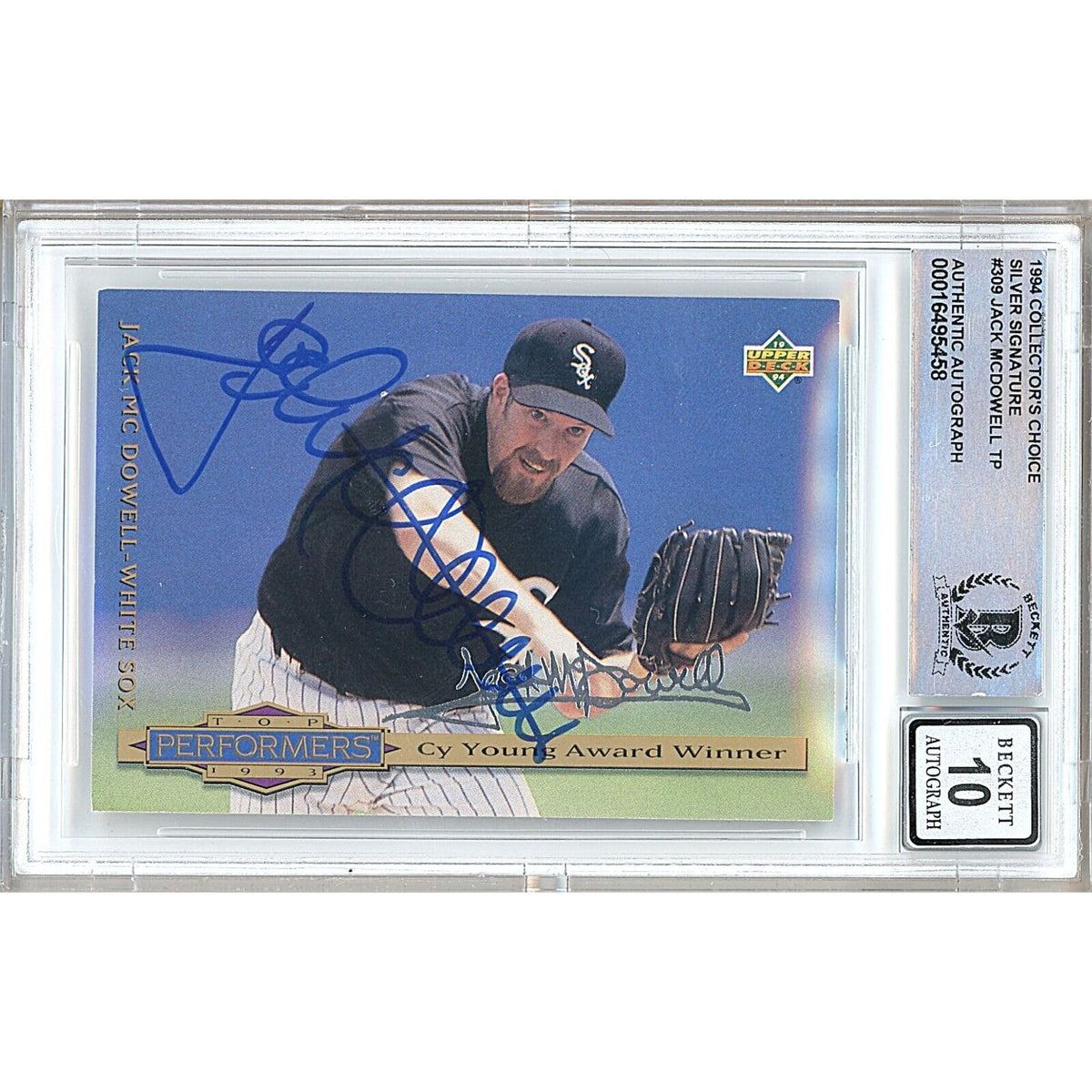 Jack Mcdowell Collectors Choice Silver Signature Autographed Trading Card Beckett BGS