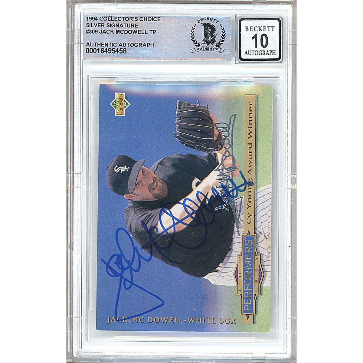 Jack Mcdowell Collectors Choice Silver Signature Signed Trading Card Beckett BGS