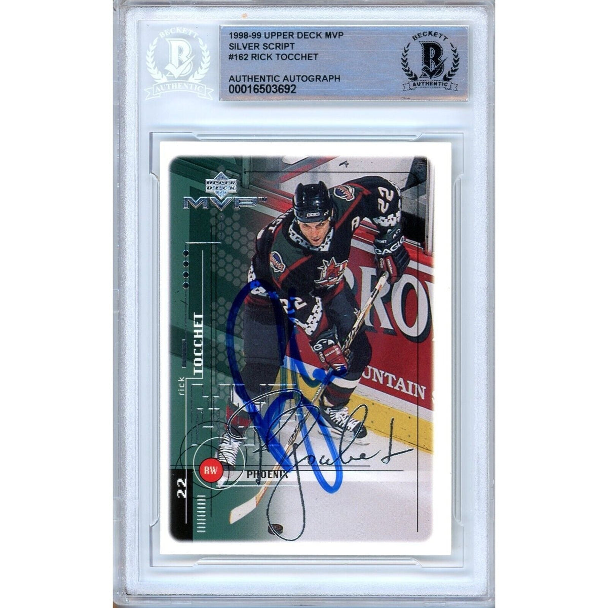 Rick Tocchet Autographed Trading Card Beckett BAS