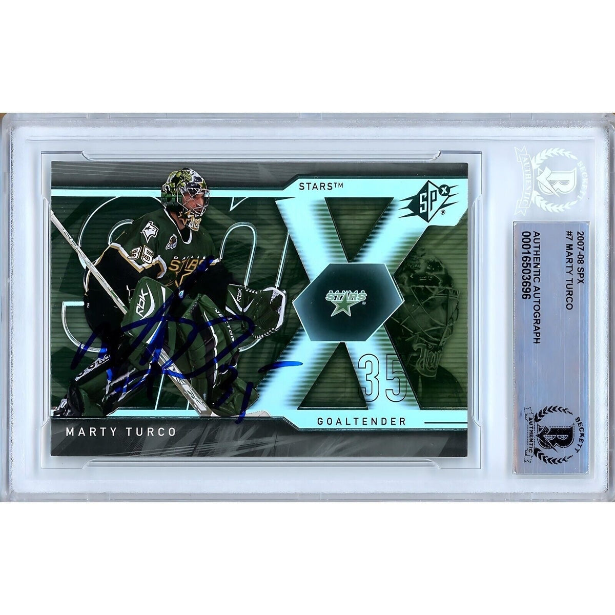 Marty Turco Dallas Stars Signed Autographed Trading Card Beckett BAS