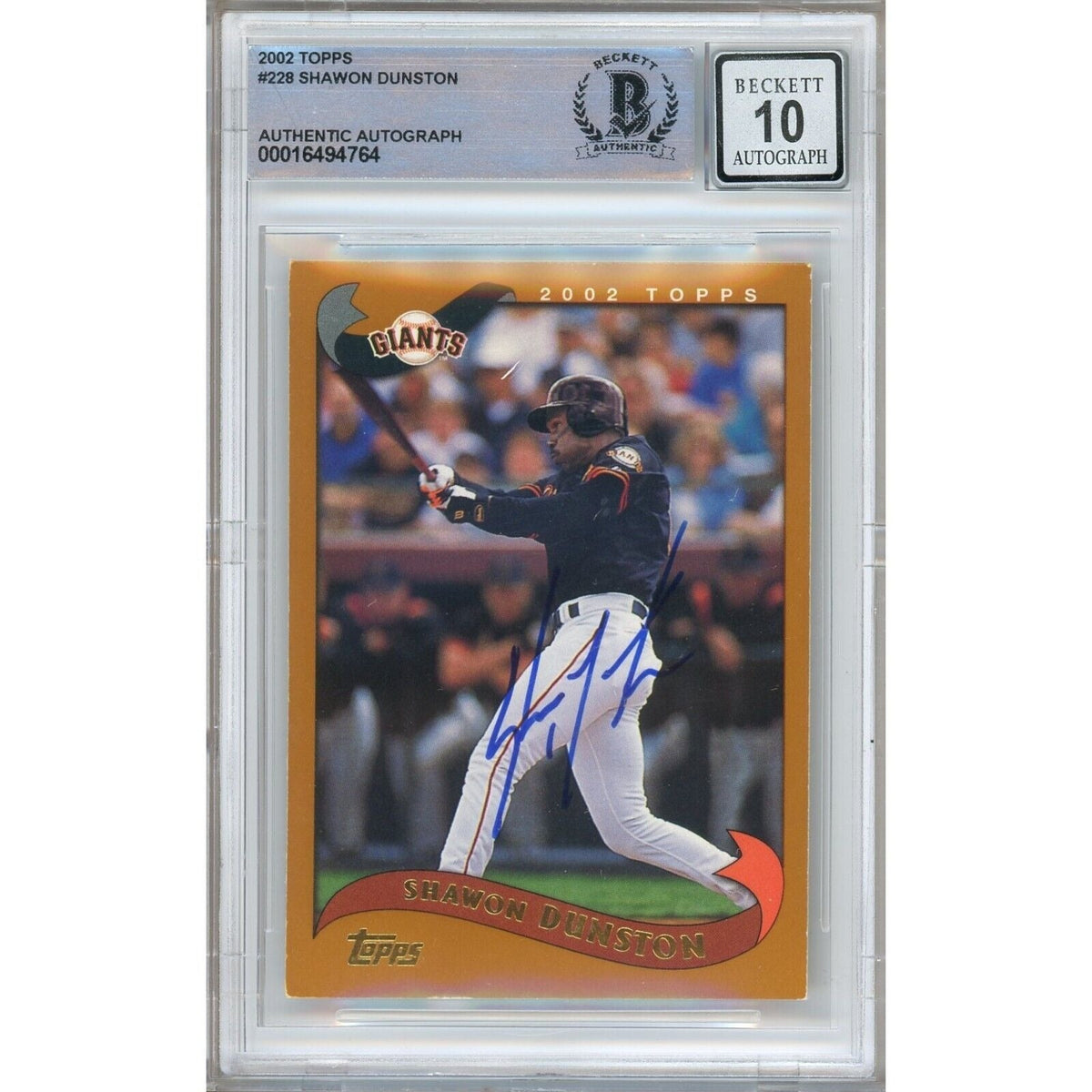Shawon Dunston San Francisco Giants Autographed Trading Card Beckett BGS