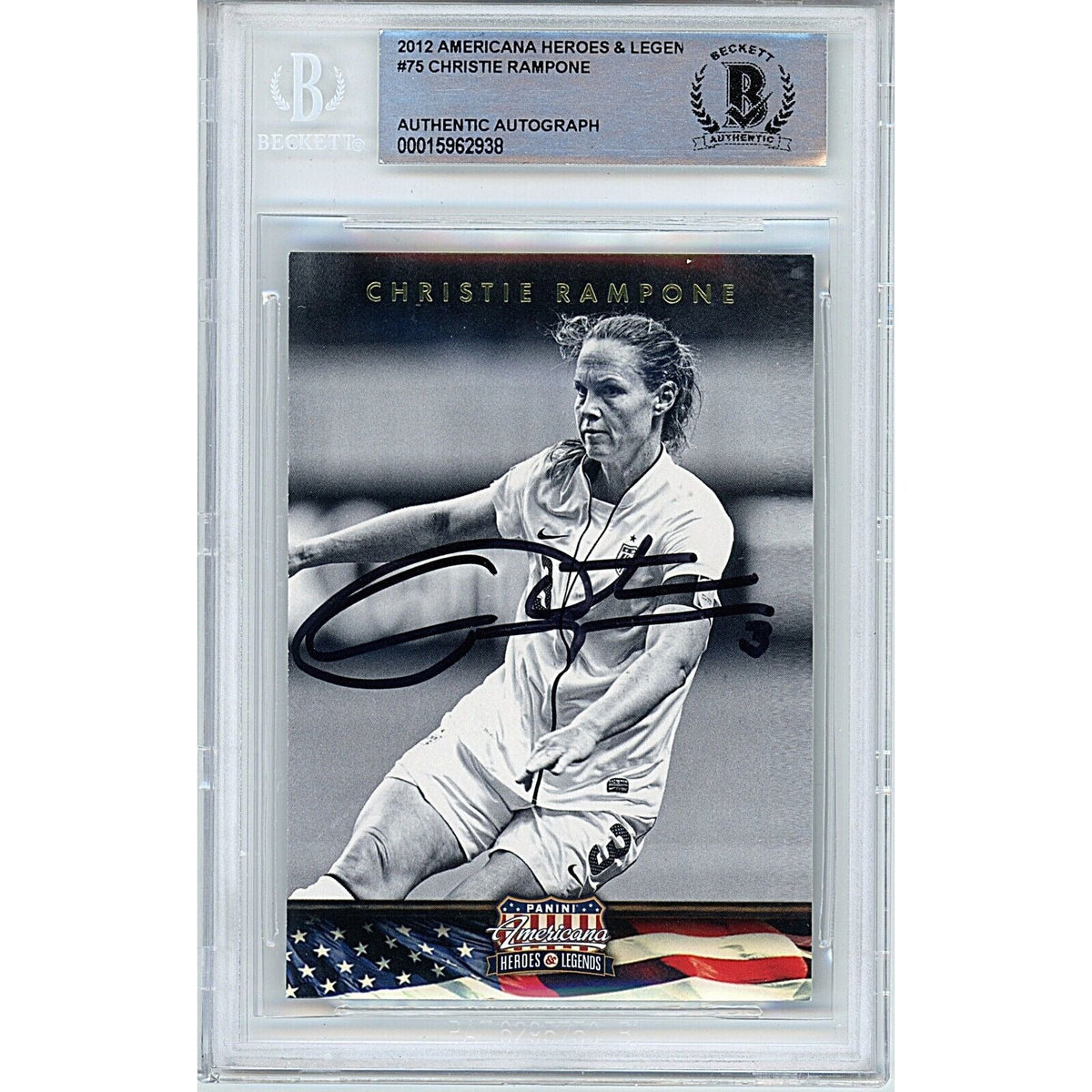 Christie Rampone Panini Americana Heroes Autographed Trading Card Beckett BAS