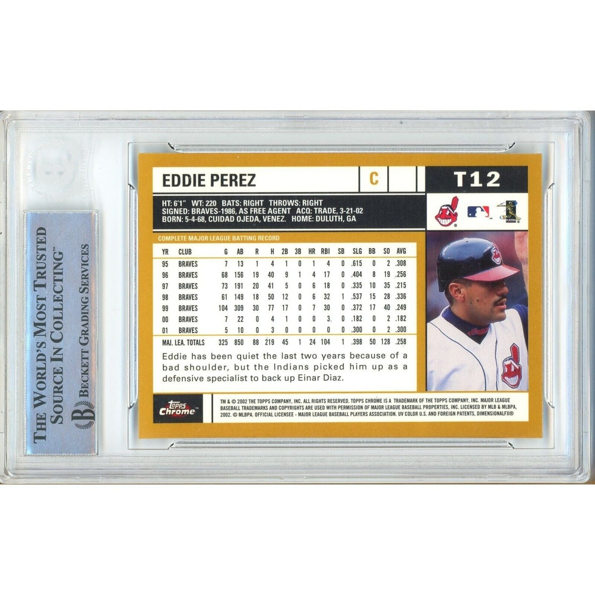 Eddie Perez Topps Chrome Traded Autograph Trading Card Beckett BAS