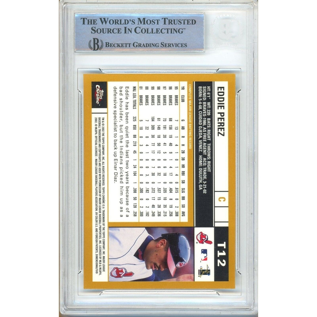 Eddie Perez Topps Chrome Traded Auto Trading Card Beckett BAS