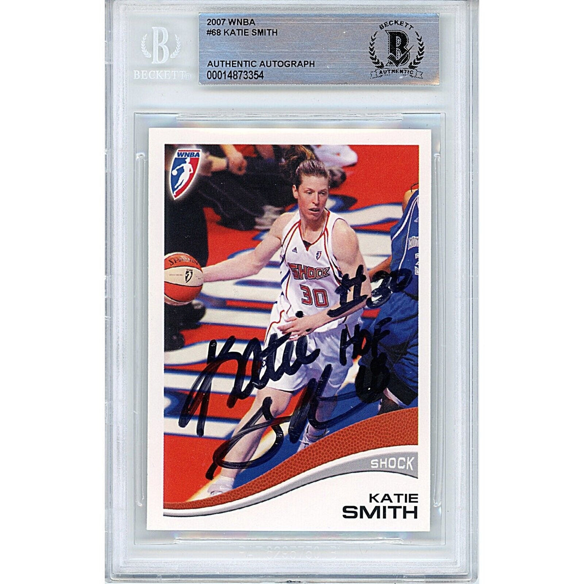 Katie Smith Detroit Shock Autographed Trading Card Beckett BAS