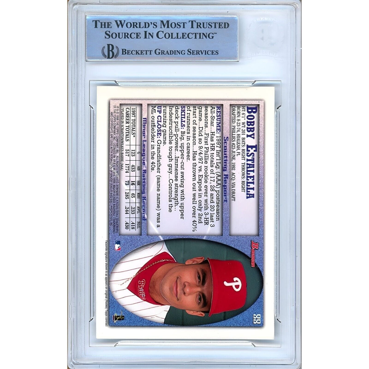 Bobby Estalella Bowman International Autograph Trading Card Beckett BAS