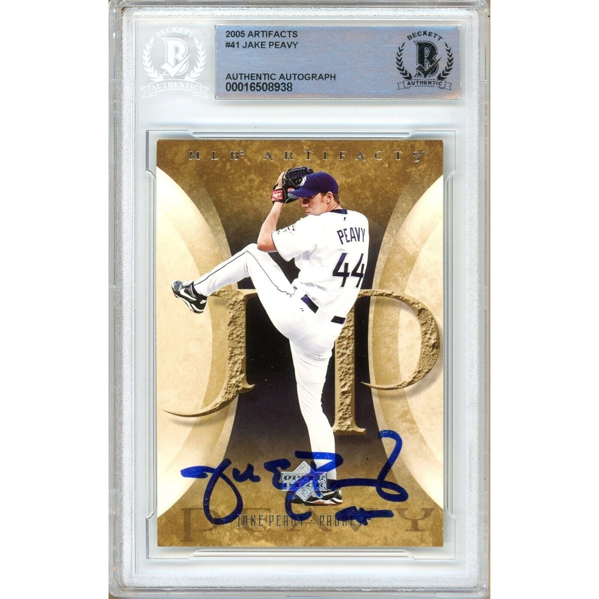 Jake Peavy Upper Deck Artifacts Autographed Trading Card Beckett BAS