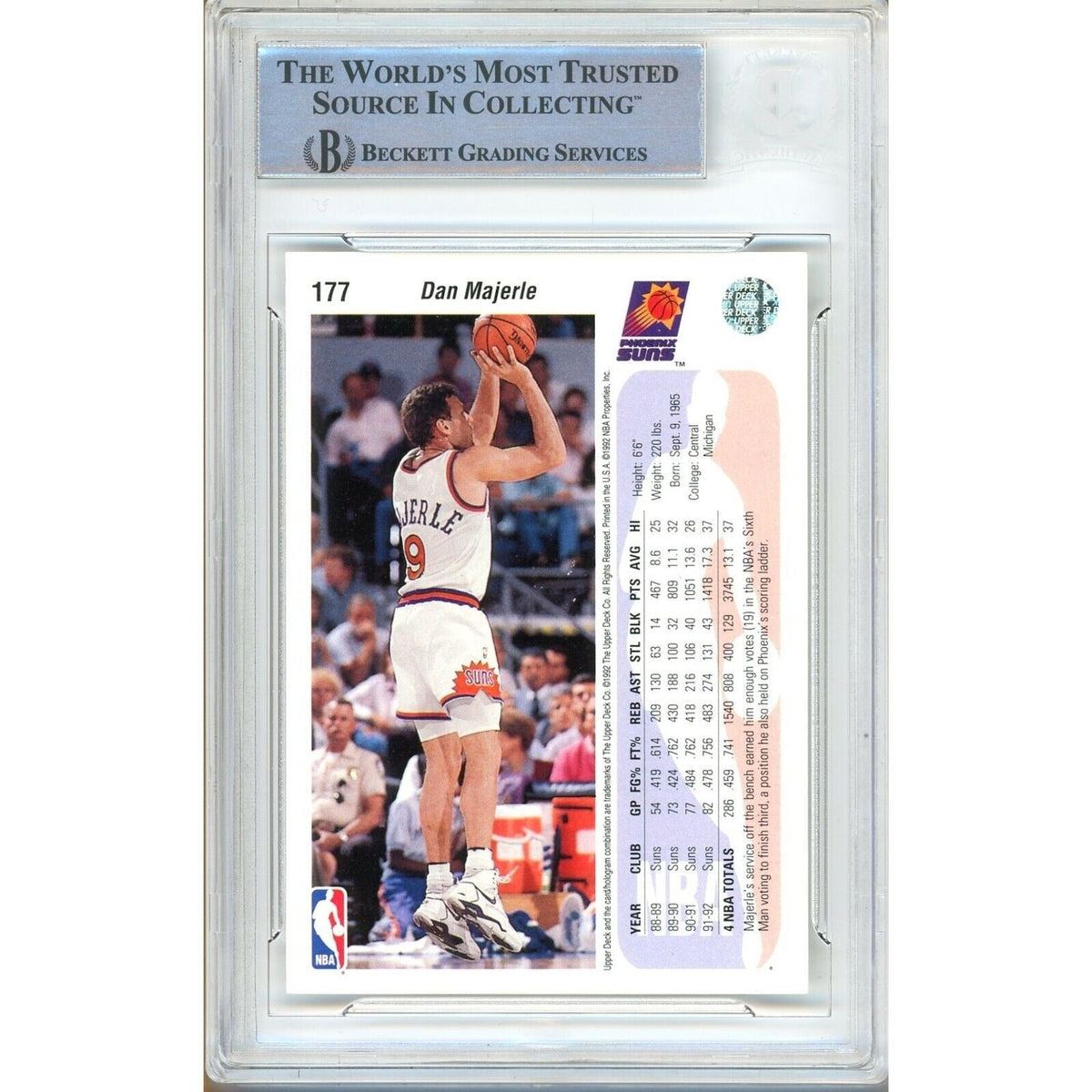 Dan Majerle Upper Deck Signed Trading Card Beckett BAS