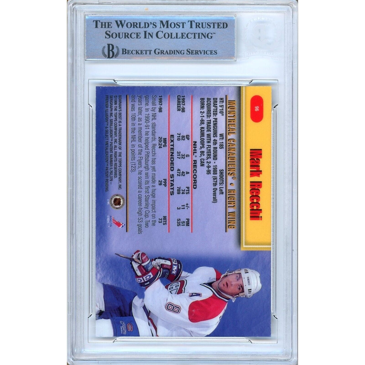 Mark Recchi Canadiens Signed Autograph Trading Card Beckett BAS