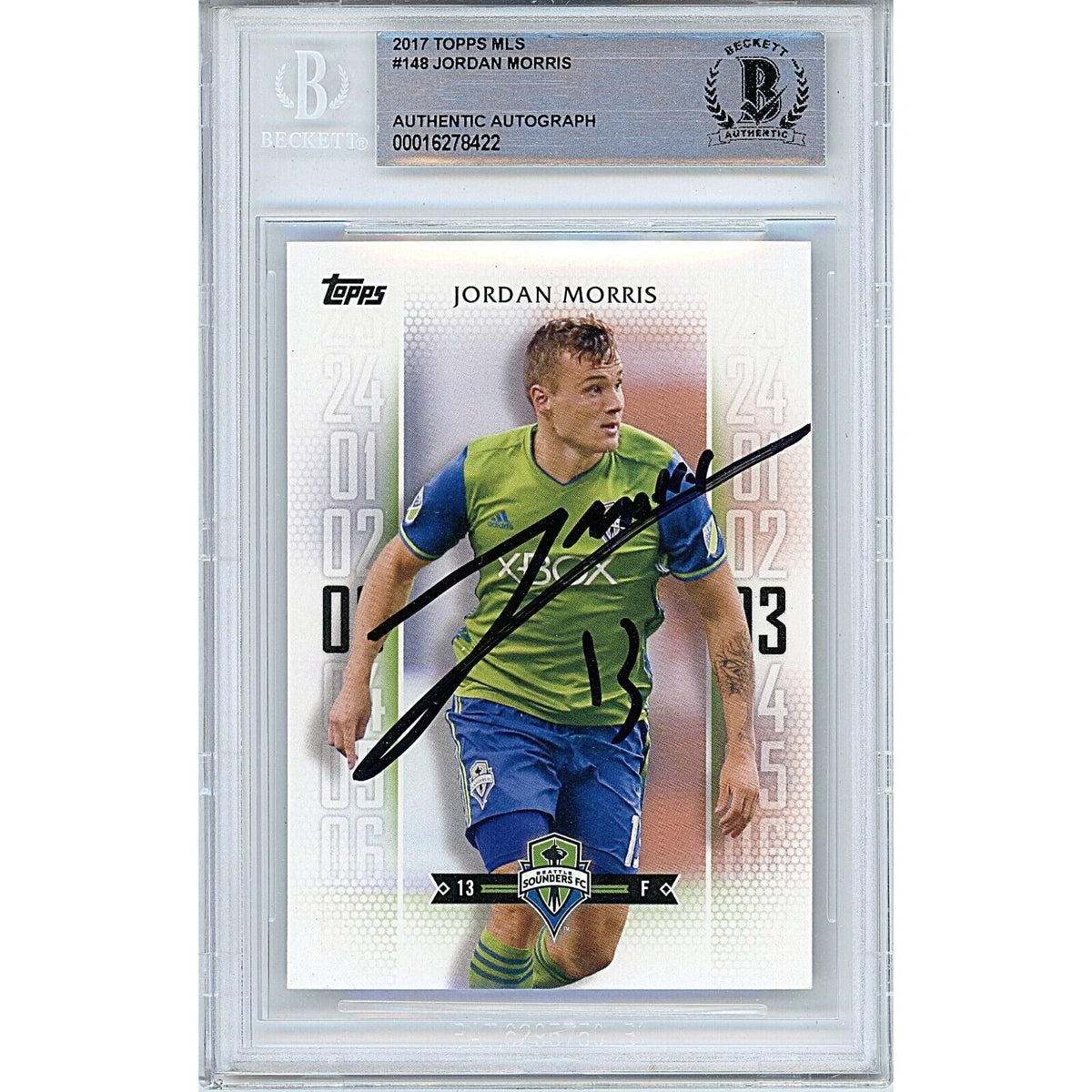 Jordan Morris Seattle Sounders Autographed Trading Card Beckett BAS