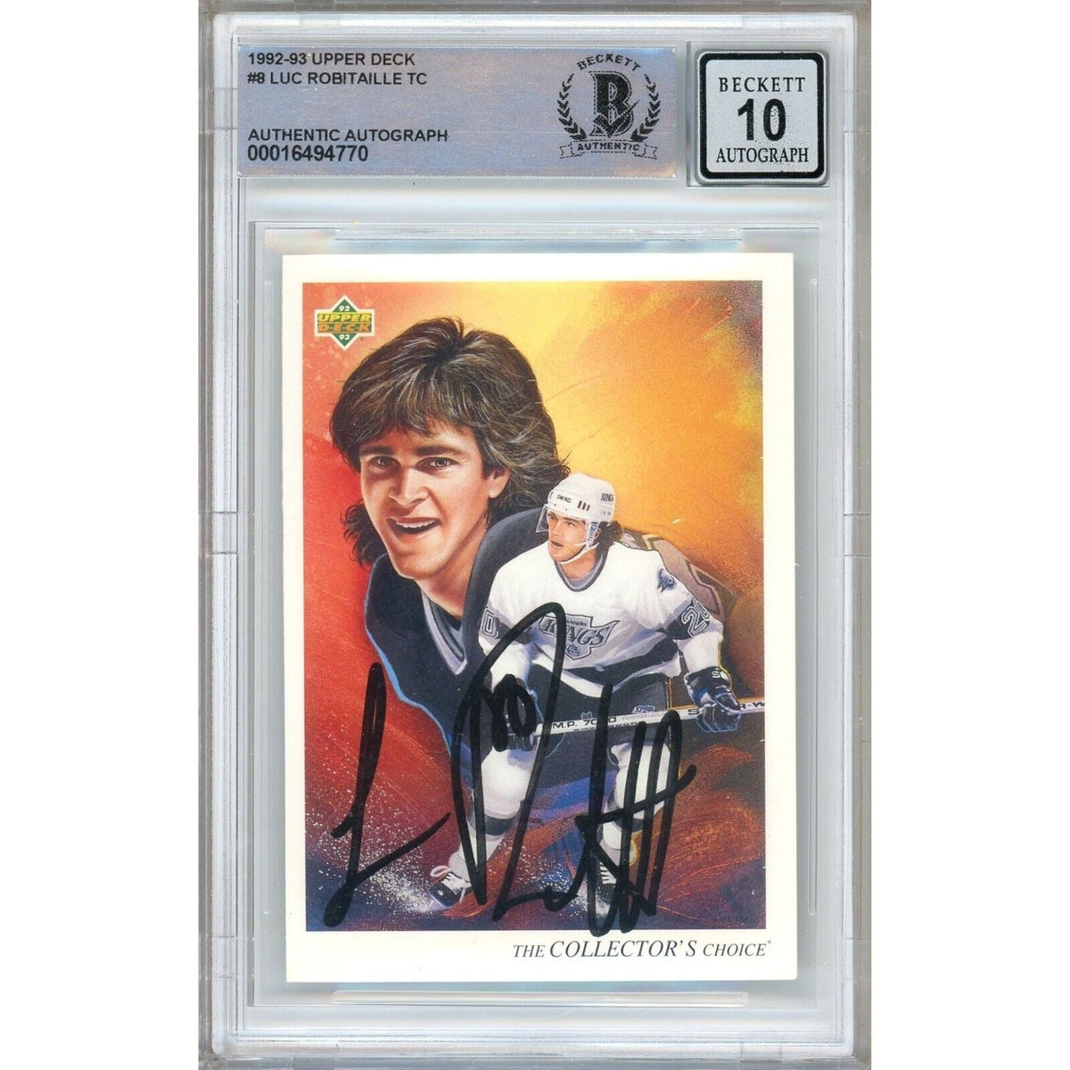 Luc Robitaille Upper Deck Autographed Trading Card Beckett BAS