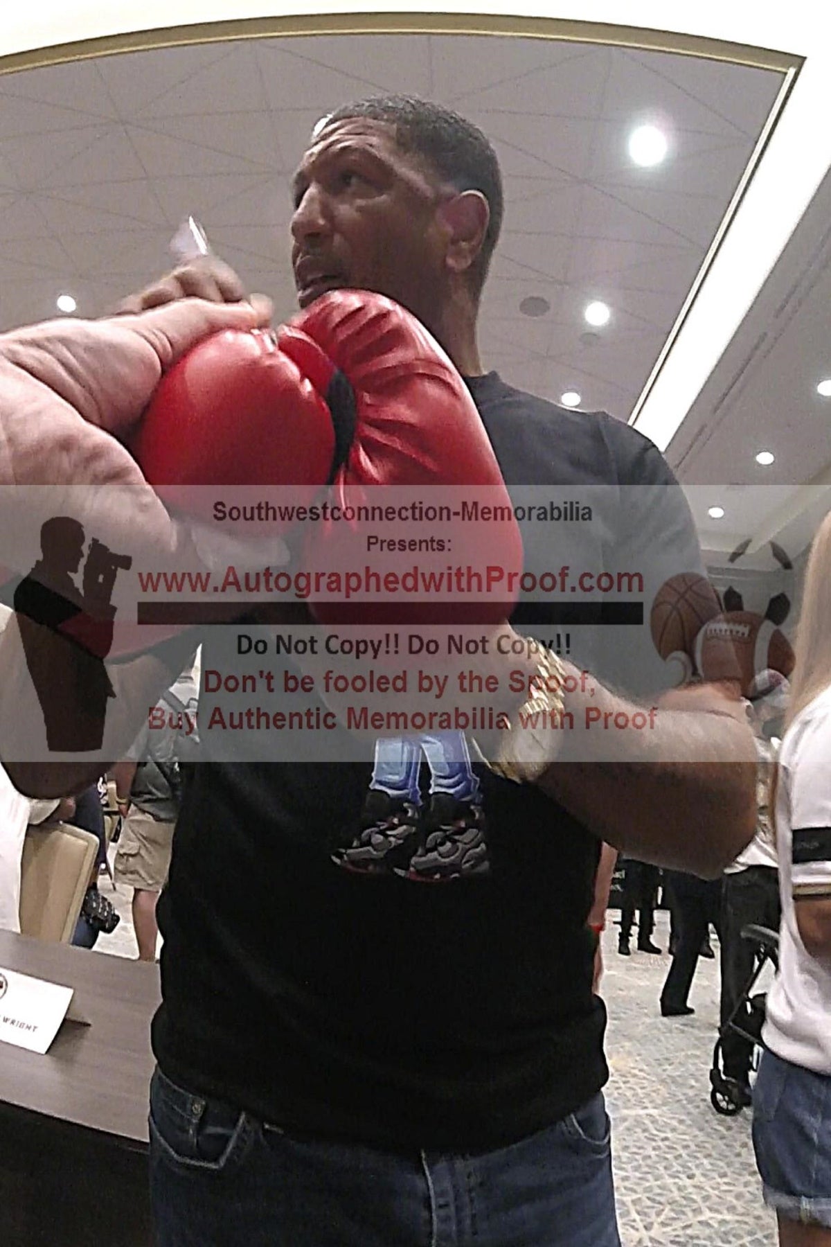 Winky Wright Signed Red Everlast Glove Beckett BAS