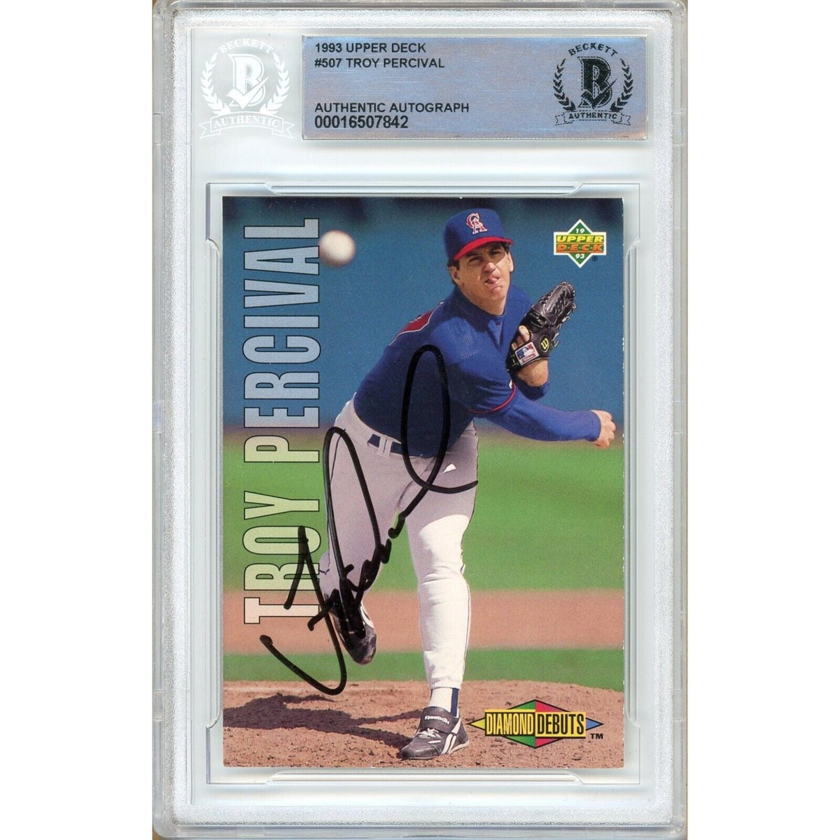Troy Percival Autographed Trading Card Beckett BAS