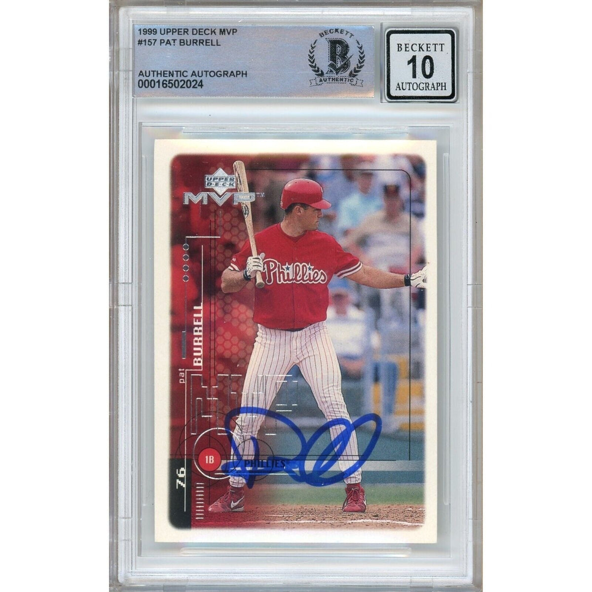 Pat Burrell Phillies Signed Autographed Trading Card Beckett BGS