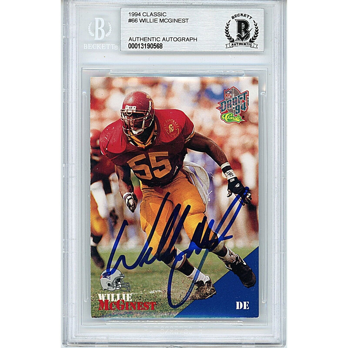 Willie New England Patriots Signed Autographed Trading Card Beckett BAS