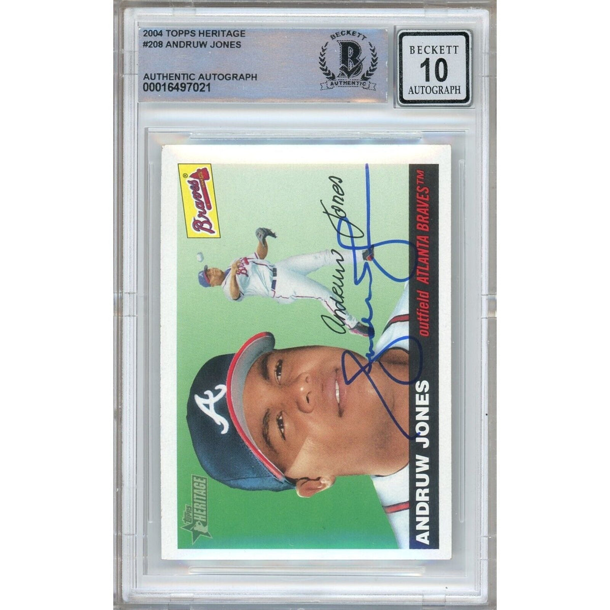 Andruw Jones Topps Heritage Signed Trading Card Beckett BGS