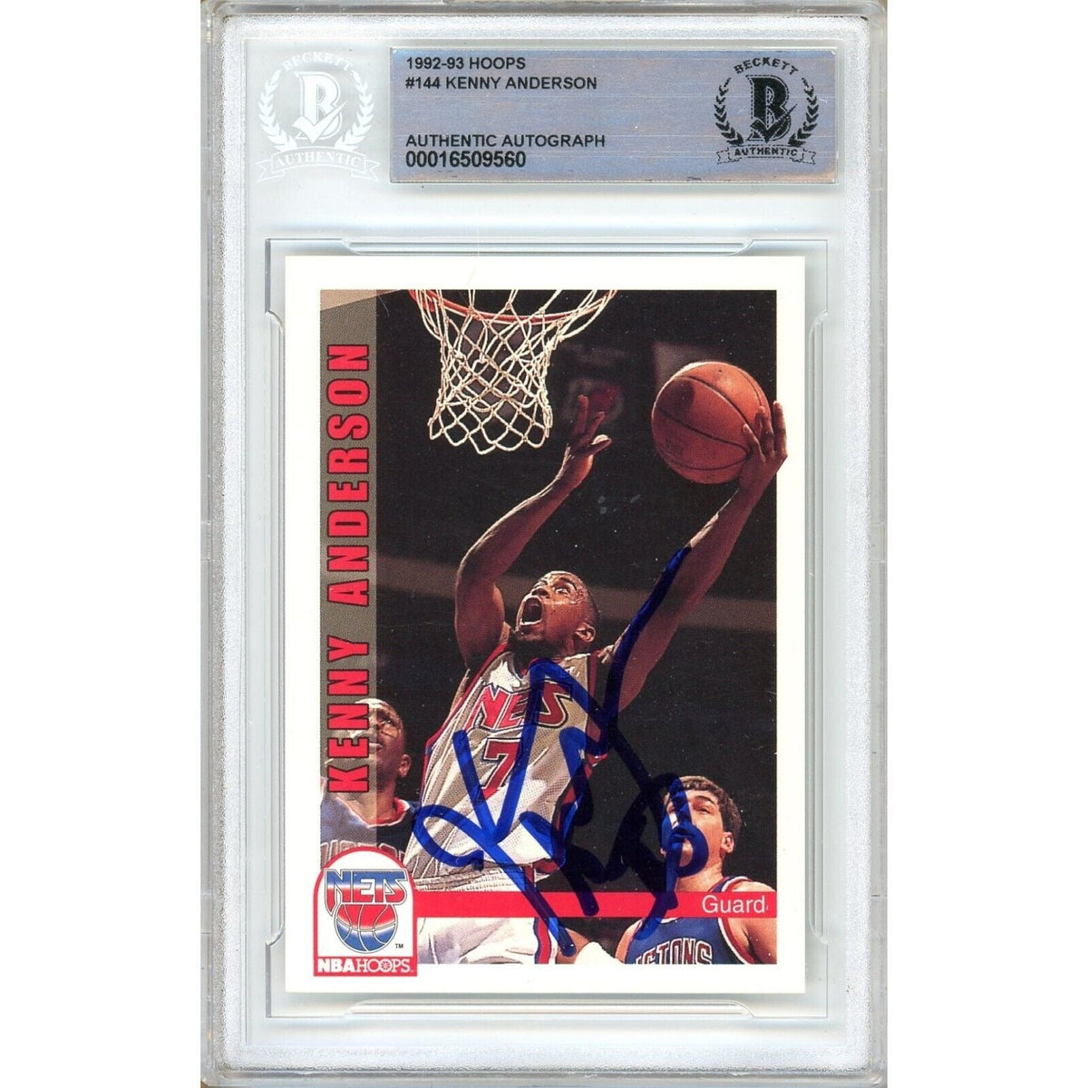 Kenny Anderson New Jersey Nets Autographed Trading Card Beckett BAS