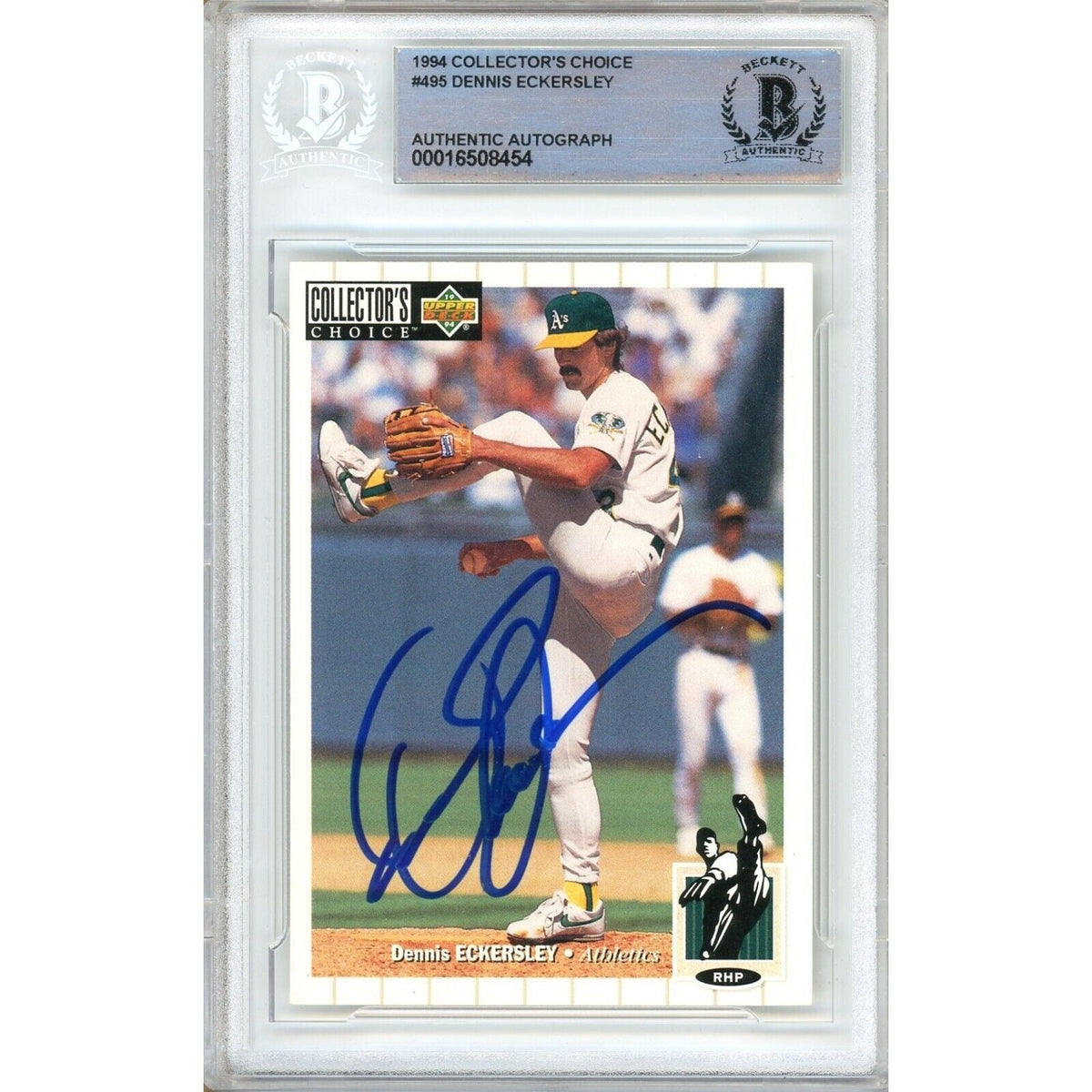 Dennis Eckersley Collectors Choice Autographed Trading Card Beckett BAS