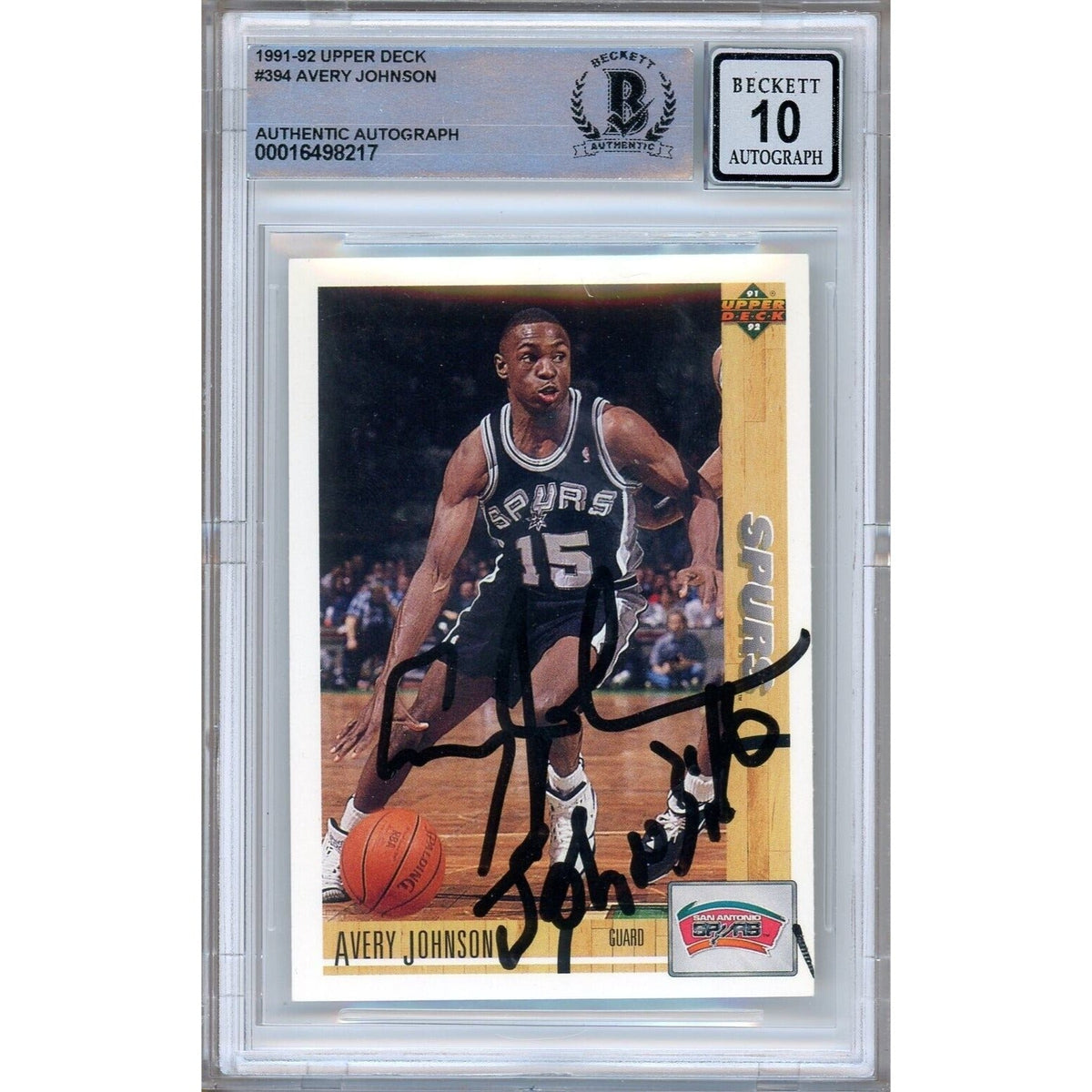 Avery Johnson Upper Deck Autographed Trading Card Beckett BGS