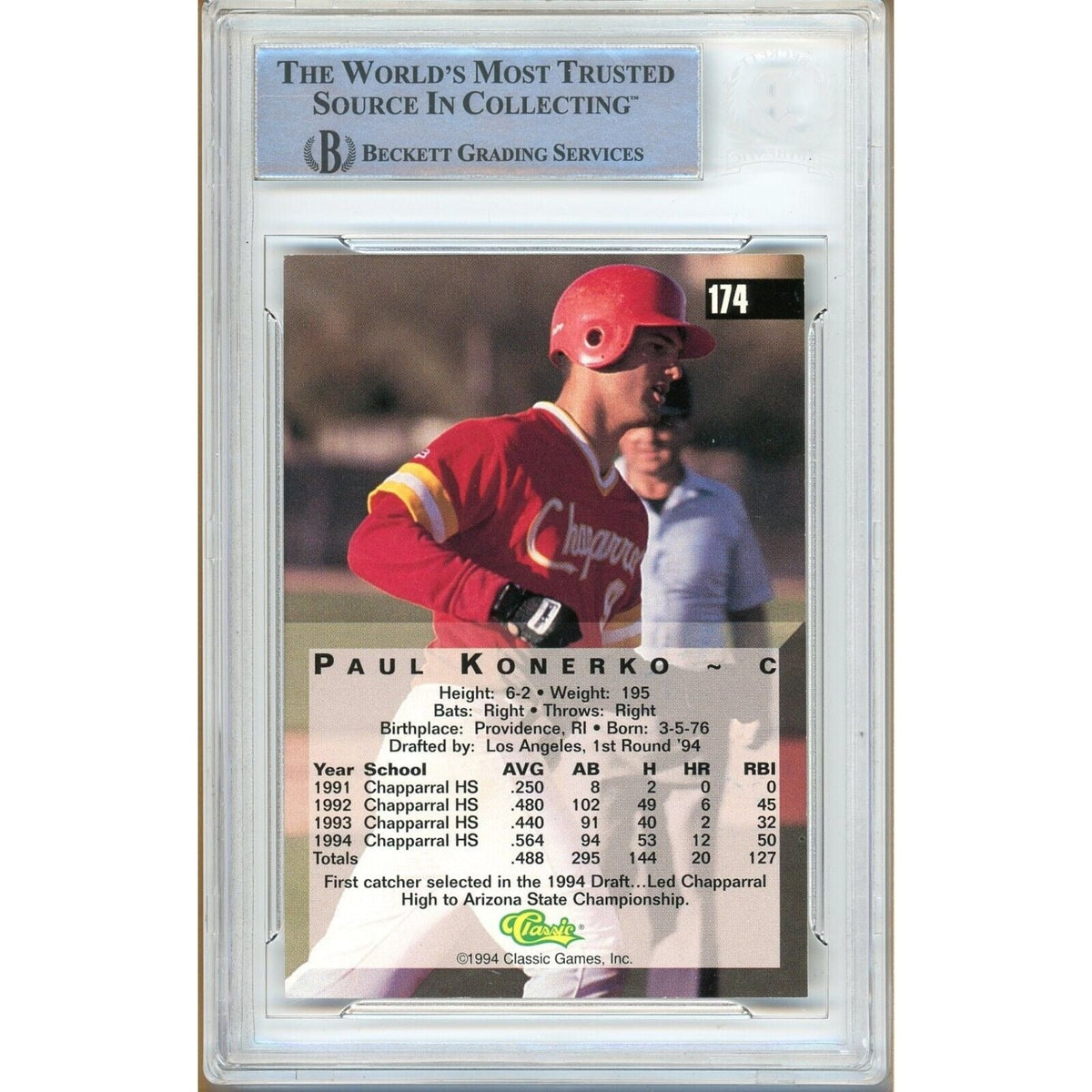 Paul Konerko Los Angeles Dodgers Signed Trading Card Beckett BAS