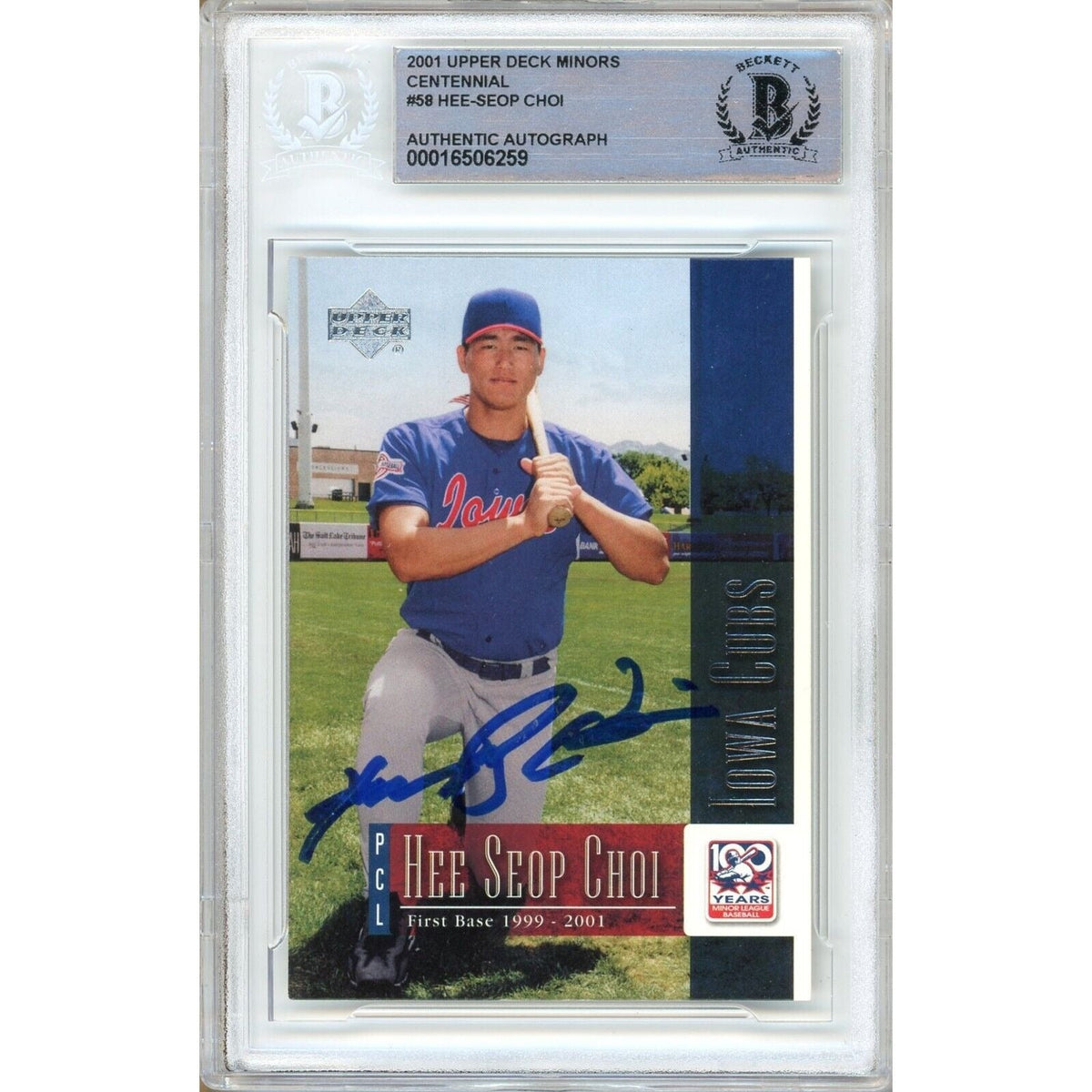 Hee Seop Upper Deck Minors Centennial Autographed Trading Card Beckett BAS