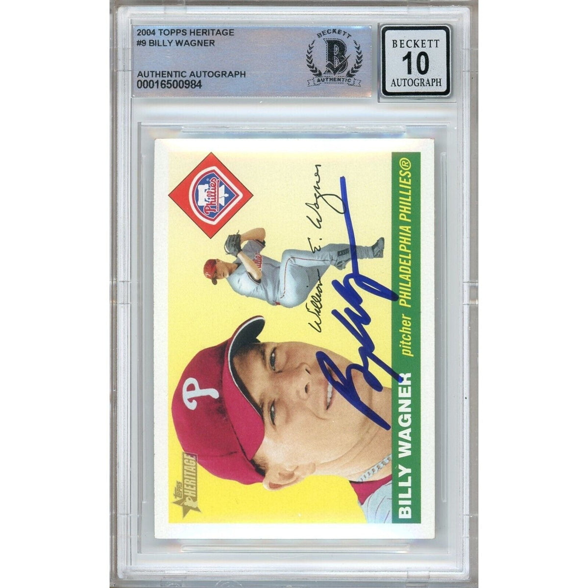 Billy Wagner Topps Heritage Signed Trading Card Beckett BGS