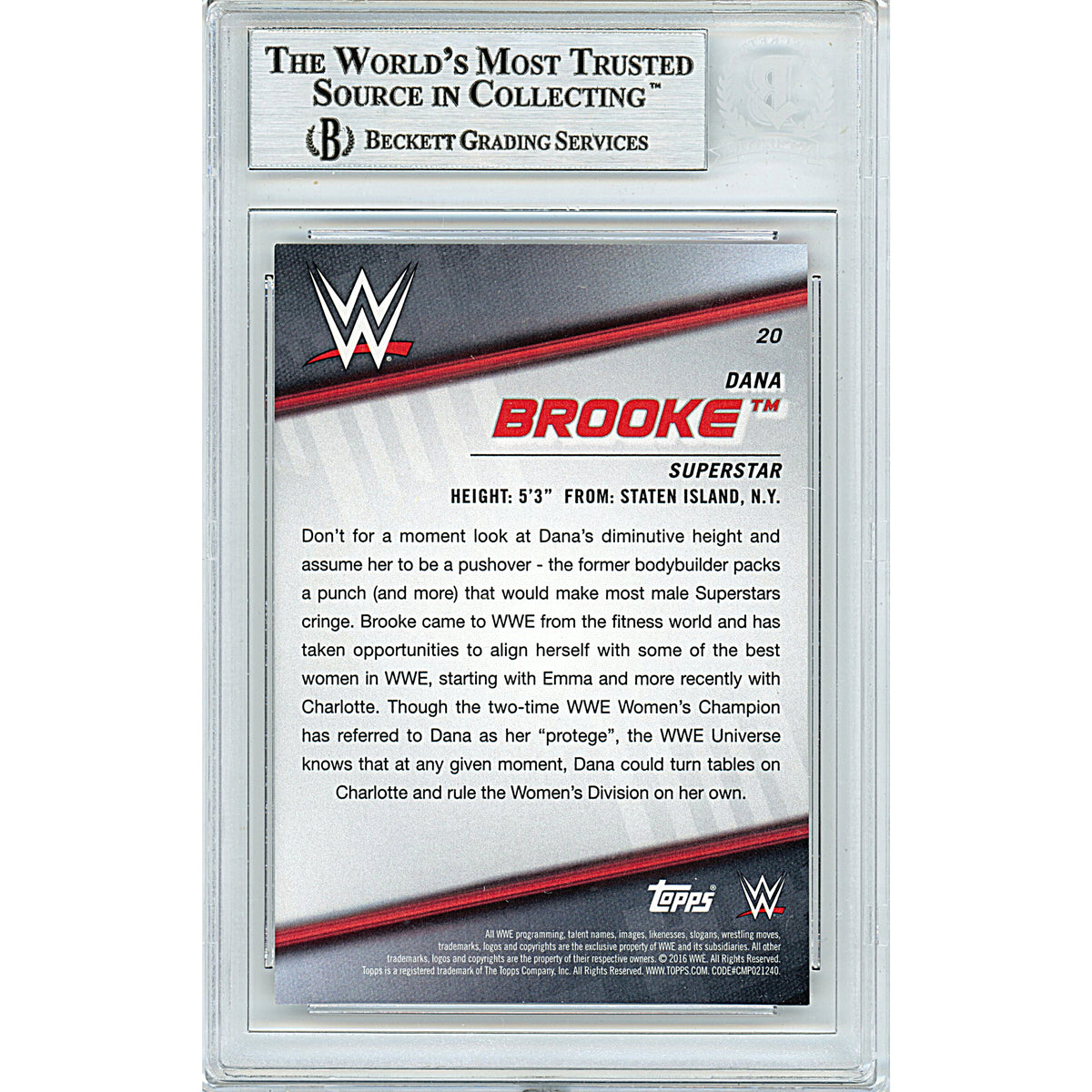 Dana Brooke Diva Revolution Signed Trading Card Beckett BGS