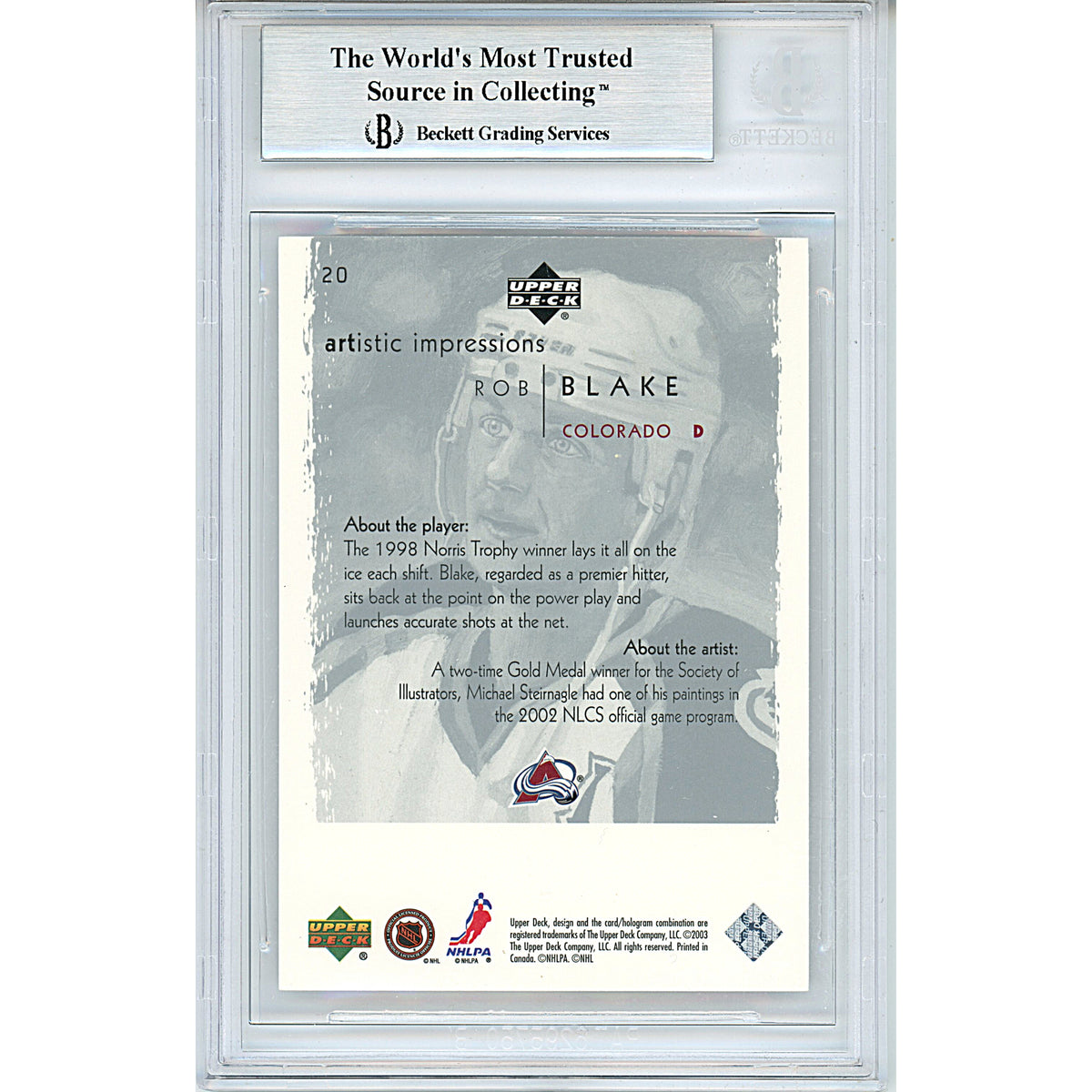 Rob Blake Signed Colorado Avalanche Trading Card Beckett BGS